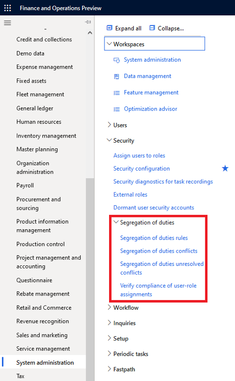 D365FO Segregation of Duties